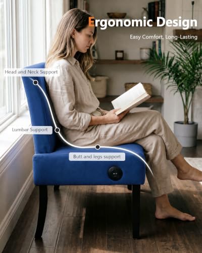 Navy Blue Velvet Armless Loveseat - Image 4
