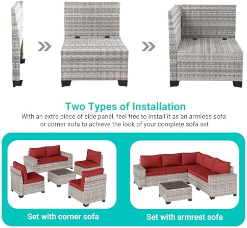 Outdoor Patio Furniture Set PE Wicker Rattan Outdoor Sectional Sofa - Image 4