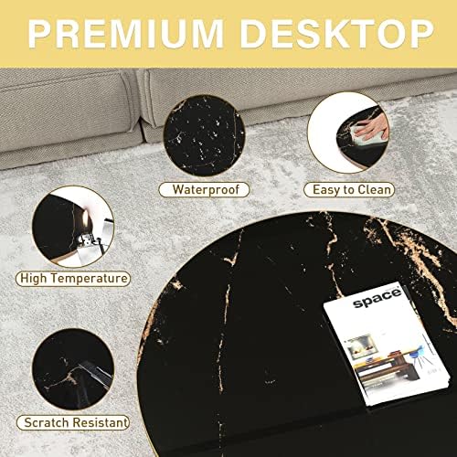 HLR Round Coffee Table with Black Faux Marble Top - Image 5