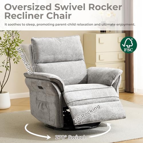 Oversized Power Recliner Chair Swivel Glider - Image 4