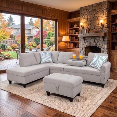 Linen L-Shaped Couch Set - Image 7