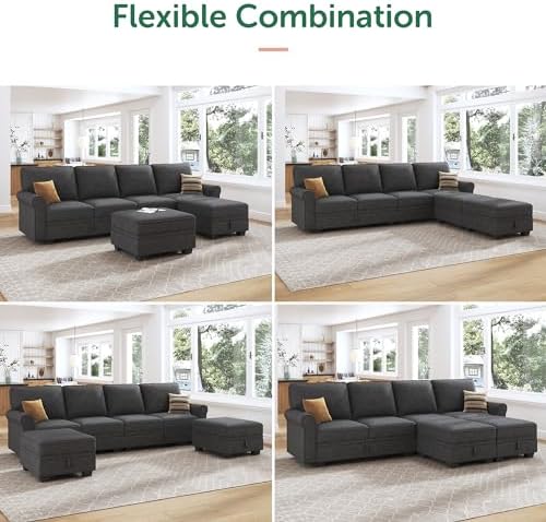 HONBAY Sectional Sofa with Storage Seat U Shaped Couch with Reversible Chaise - Image 4