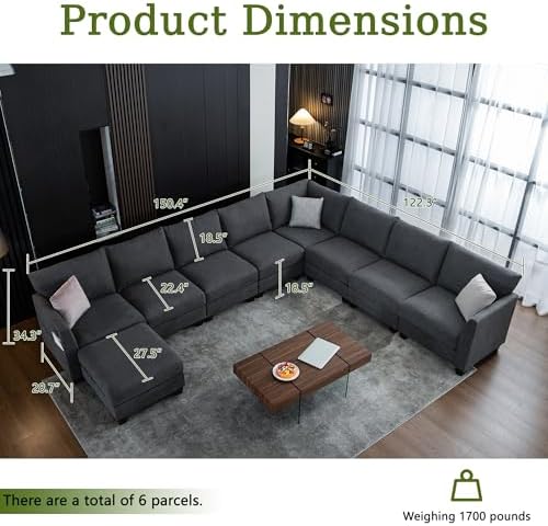 150.4" Large Sectional Couches for Living Room, Corner Couch - Image 2