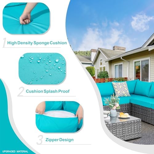 Shintenchi 5 Pieces Outdoor Patio Sectional Sofa Couch - Image 3