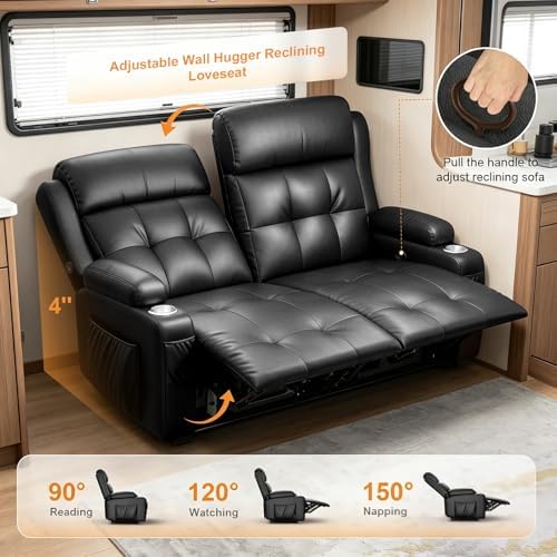 Reclining Loveseat Sofa, RV Loveseats Recliner Sofas Wall Hugger, Double - Image 5