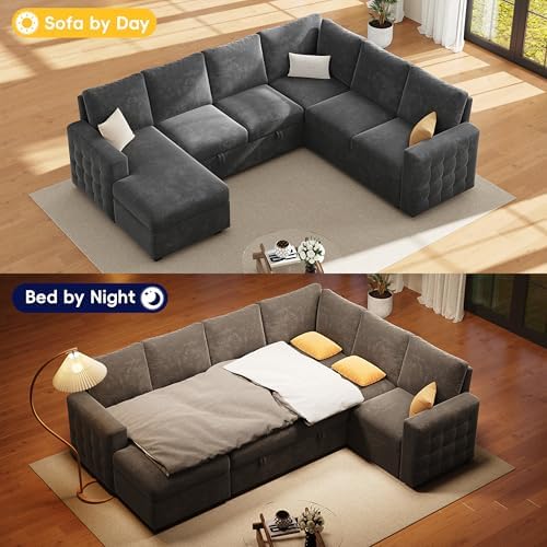 104" Sectional Sleeper Sofa Bed, 7 Seat Pull Out Couch - Image 4