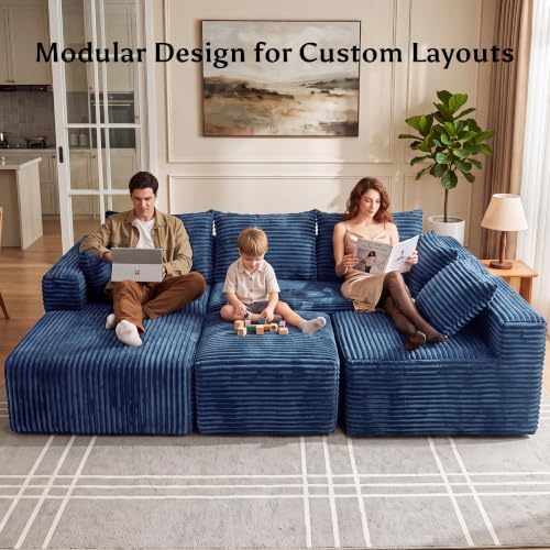 118" U Shaped Boneless Couches for Living Room, Modular Sectional Sofa - Image 4