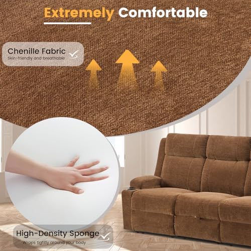 3 Seater Recliner Sofa with Console, RV Loveseat Reclining Couch with Drop Down - Image 6