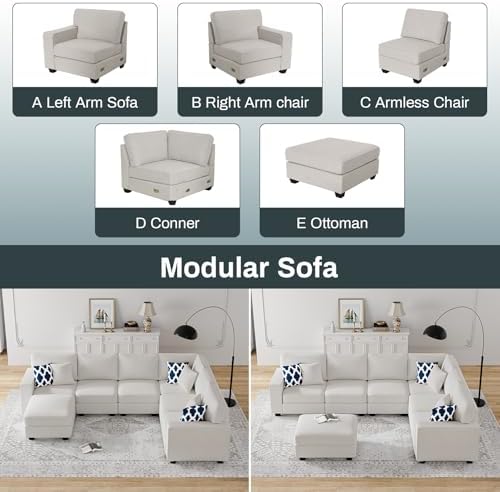 Legend Vansen Oversized Modular Sectional Sofa, U/L‑Shaped Reversible Couch - Image 5
