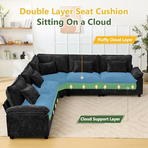 Oversized Modular Sectional Sofa Set, Convertible Deep Seat Cloud Couch - Image 3