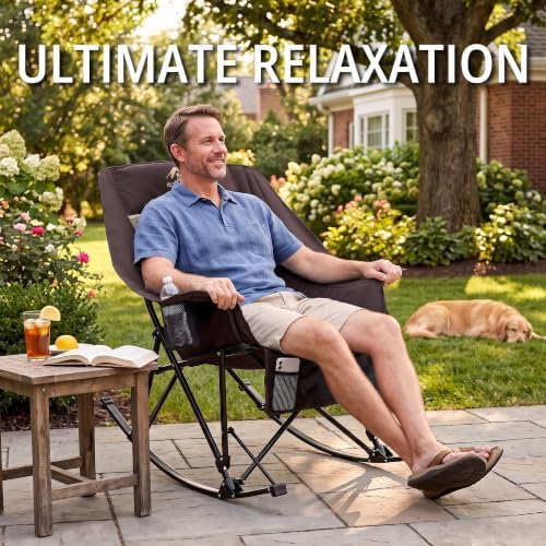 400lbs Rocking Camping Chair Oversized Folding Rocker - Image 2