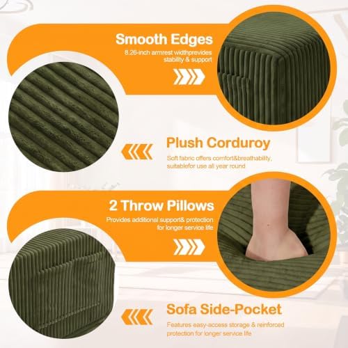 Erament 3 Seater Boneless Couch Sofa Bed, Compression Convertible Futon Floor - Image 4