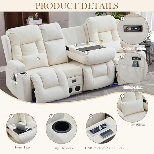 TUNYI Power Loveseat Recliner Sofa - Image 5