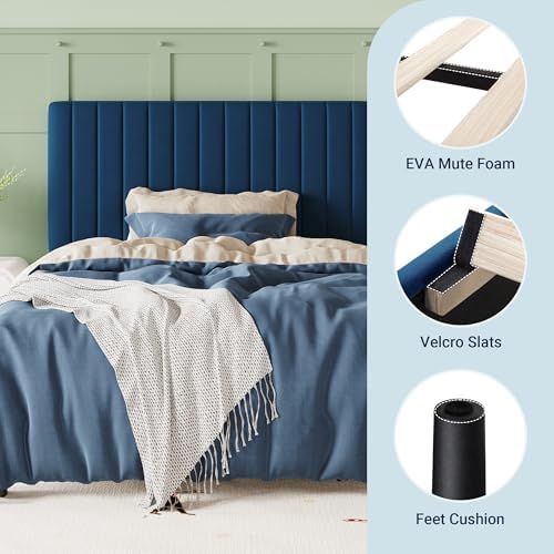 Allewie Twin Bed Frame, Velvet Upholstered Platform Bed - Image 7