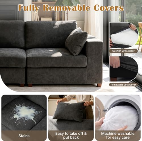 Oversized Modular Sectional Sofa, Dark Grey - Image 5