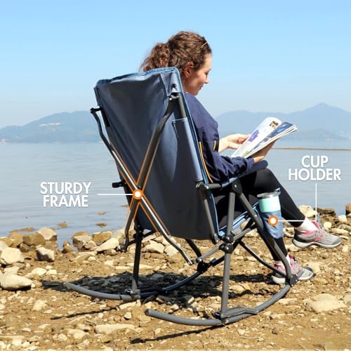 Portal Oversized Folding Rocking Camping Chair Portable Outdoor 400 lb Blue - Image 4
