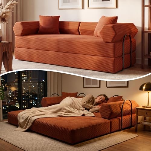 79" Convertible Futon Sofa Bed, Boneless Couch by PQOPQO