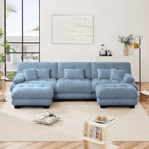 Modular Sectional Sofa for Living Room, Oversized 3 Seater Blue Sectional - Image 3