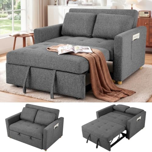 SEJOV Loveseat Sleeper, 3-in-1 Convertible Sofa Bed Pull Out, Dark Gray by SEJOV