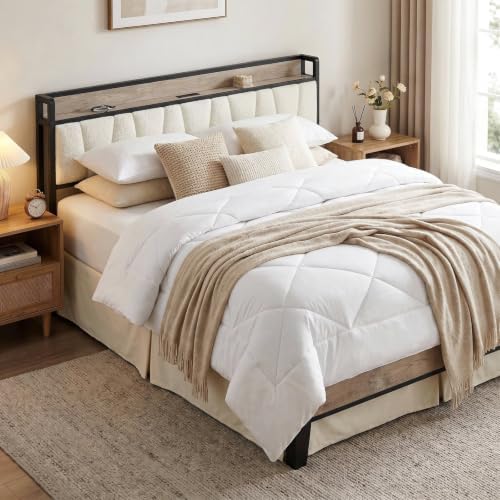 LIKIMIO King Bed Frame with Storage Headboard and Charging Station - Image 3