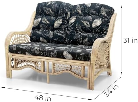 Malibu Lounge Set of 4: 2 Natural Rattan Wicker Chairs, Loveseat and Coffee - Image 4