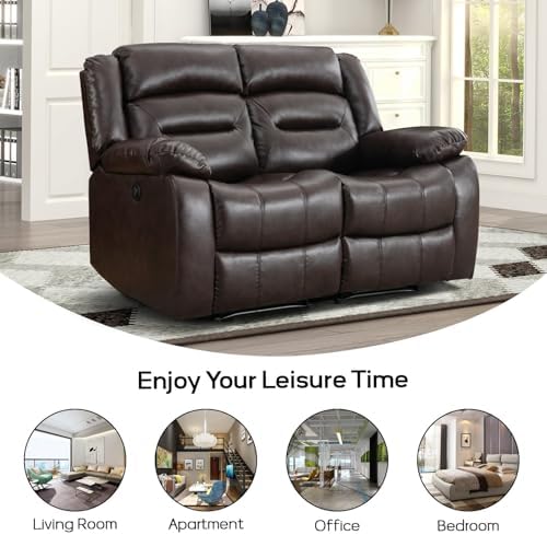 EBELLO Faux Leather Recliner Sofa Set, Includes 2 Power Reclining Chair and a - Image 6