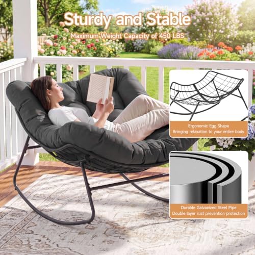 Papasan Rocking Chair, Oversized Outdoor Egg Chair - Image 4