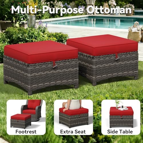 7 Piece Outdoor Wicker Patio Furniture Set, Patio Chairs Set - Image 7