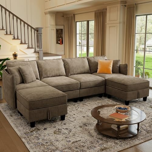 WorthFurni 112" Modular Sectional Sofa U Shape Couches by WorthFurni