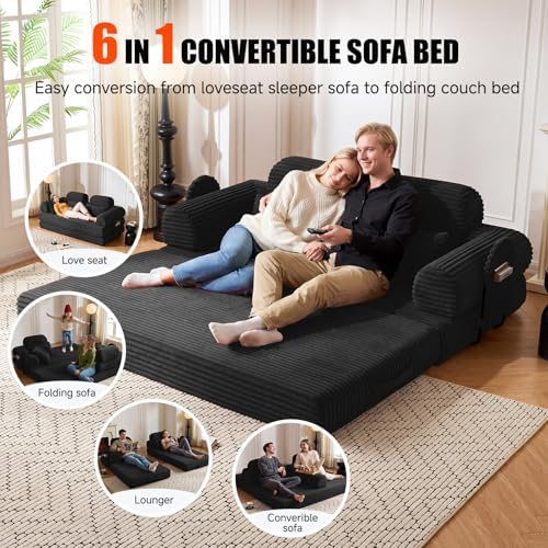 78.8" Futon Sofa Bed with High Back, Boneless Couches - Image 3