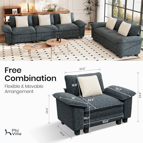 PHI VILLA 2-Piece Modular Loveseat Couch & 3-Seat Sectional Sofa Set - Image 3