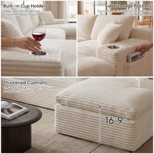 120" Modular Sectional Sofa, U-Shape Boneless Couch - Image 4