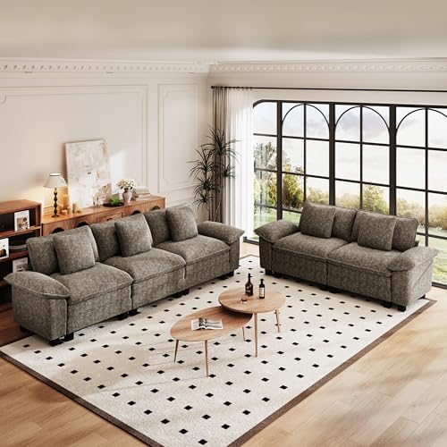 PHI VILLA 2-Piece Modular Loveseat Couch & 3-Seat Sectional Sofa Set - Image 2