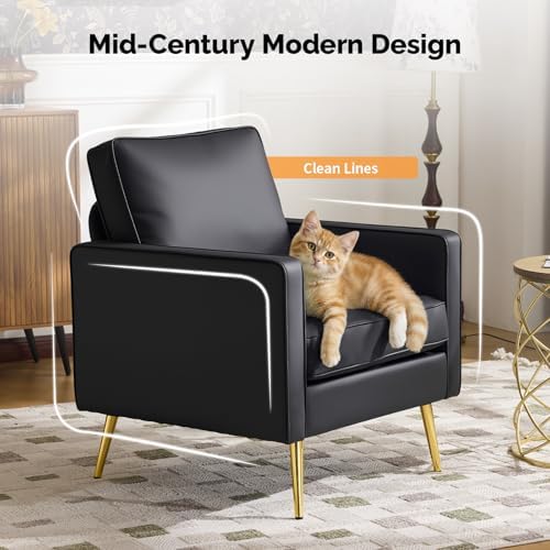 VINGLI Faux Leather Accent Chairs Set of 2 - Image 4