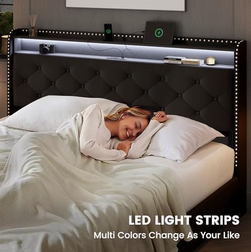 LARMACE Queen Bed Frame with 4 Storage Drawers, LED & USB-C Charging - Image 6