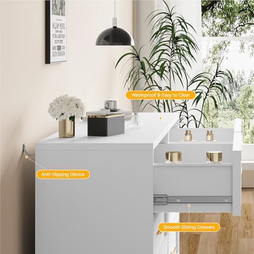 YAUWOH 4 Drawer Metal Dresser, Heavy Duty Steel Storage Dresser - Image 3