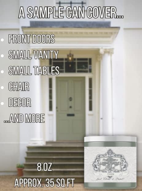 ALL-IN-ONE Paint, Durable cabinet and furniture paint. Built in primer and top coat, no sanding needed. Includes our 30 featured color card - Spruce (gray green with slight blue undertone), 8oz Sample