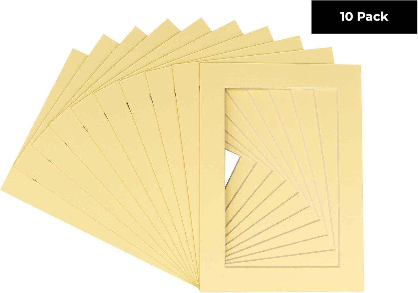 5x7 Mat for 8.5x11 Frame - Precut Mat Board Acid-Free Soft Yellow 5x7 Photo Matte For a 8.5x11 Picture Frame, Premium Matboard for Family Photos, Show Kits, Art, Picture Framing, Pack of 10 Mats