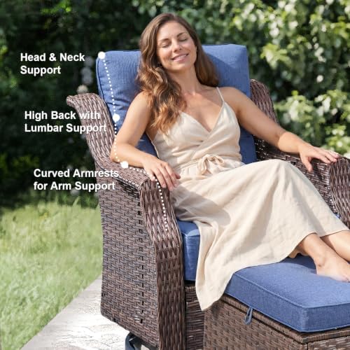 Luxury Outdoor Swivel Rocker Patio Chairs-3 Piece Wicker Patio Rocking Chairs - Image 5