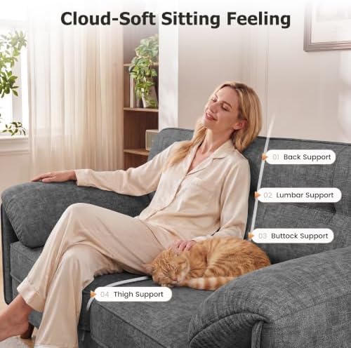 65" Loveseat Sofa, Chenille Loveseat Couch - Image 4
