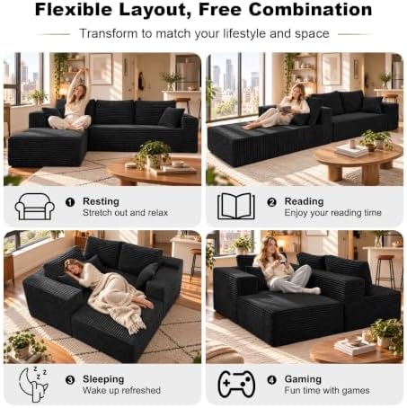 106" Boneless Couches for Living Room, Modular Sectional Sofa - Image 4