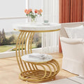Tribesigns Gold Round End Table: 2 Tiers Faux Marble Side Table by Tribesigns