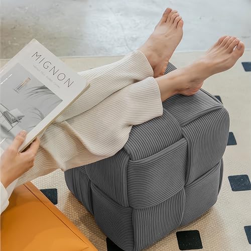 Cmishe 15" Square Woven Corduroy Ottoman Footrest - Image 5