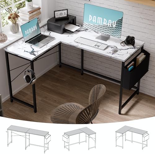 Pamray 47 Inch Reversible L Shaped Gaming Desk Corner Computer Desk - Image 4