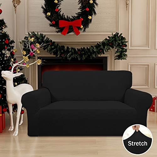 Easy-Going Stretch Loveseat Couch Covers Washable Black - Image 2