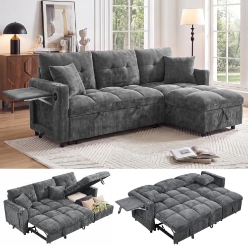 81”Pull Out Sofa Bed, L Shaped Sleeper Sofa by FOCALSWEET