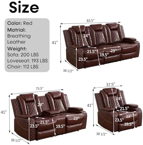 Leather Power Recliner Sofa Set - Image 2