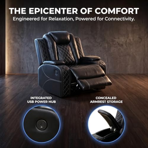 3-Piece Leather Power Recliner Sofa Set, Home Theater Seating - Image 5