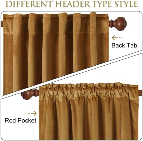 StangH Gold Brown Velvet Blackout Curtains - Image 3
