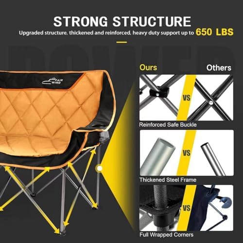 FAIR WIND Oversized Fully Padded Camping Chair Folding Loveseat Camping Couch - Image 6